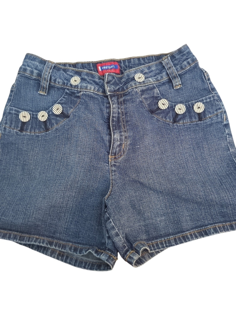 Westport Denim Sailor Button Shorts Women's Size 6 Nautical Jean Shorts Preppy